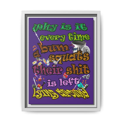 the bum's shit - framed canvas art (purple)