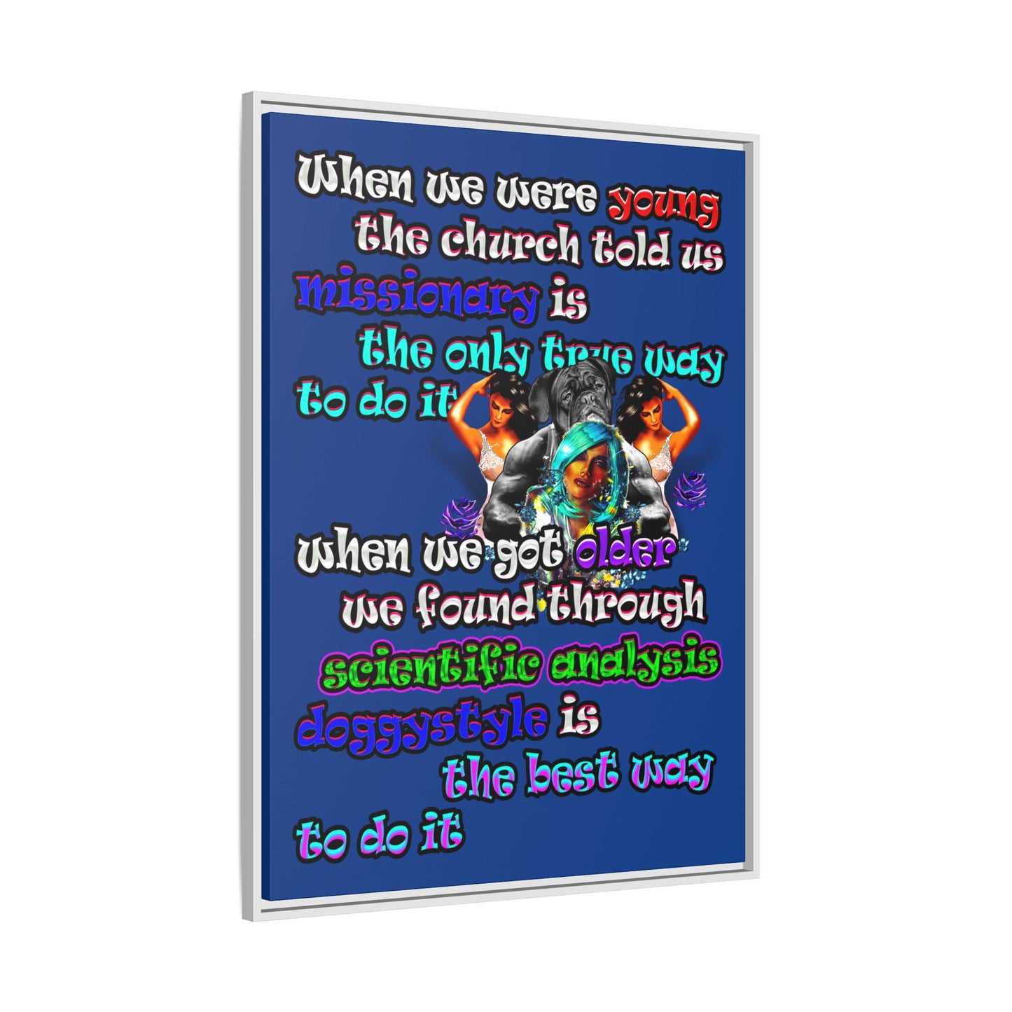 doggystyle - framed canvas art (dark blue)