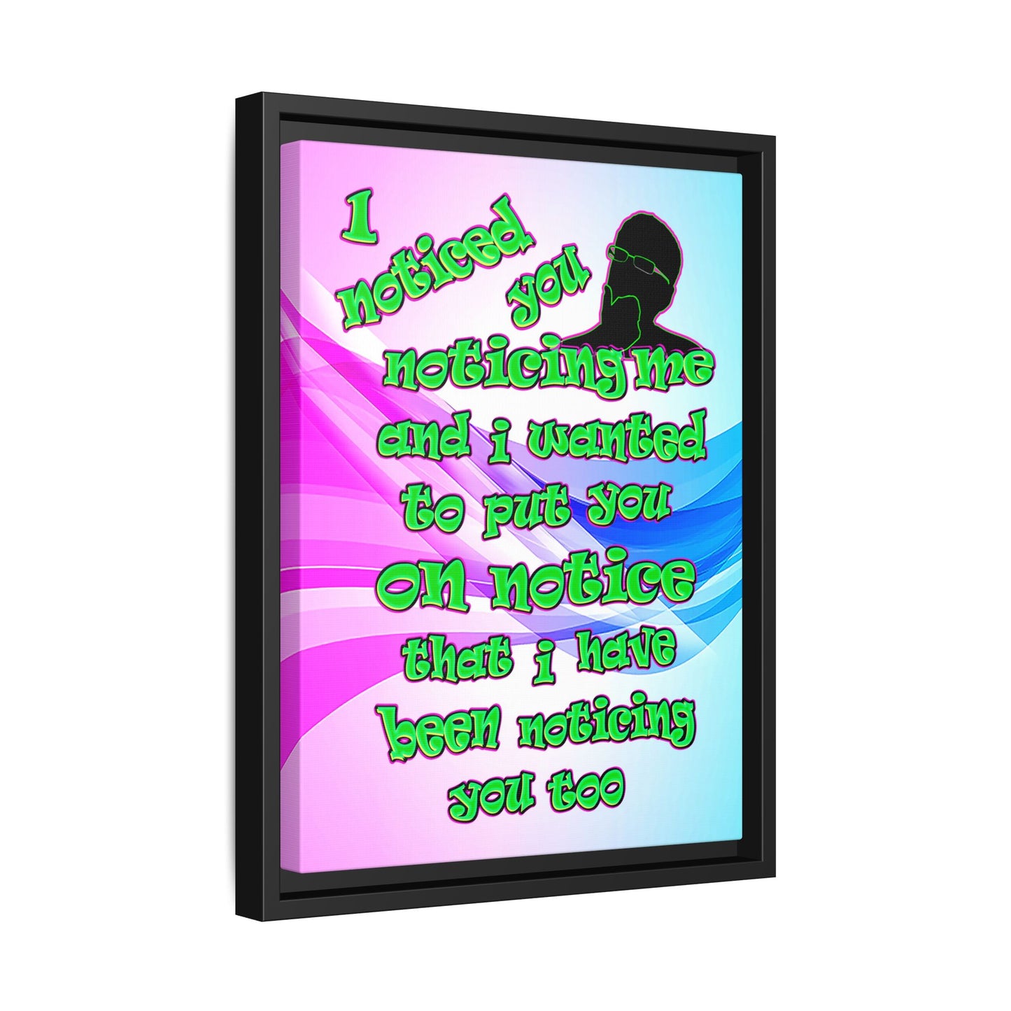 noticed you noticing - framed canvas art (light blue-pink wave)