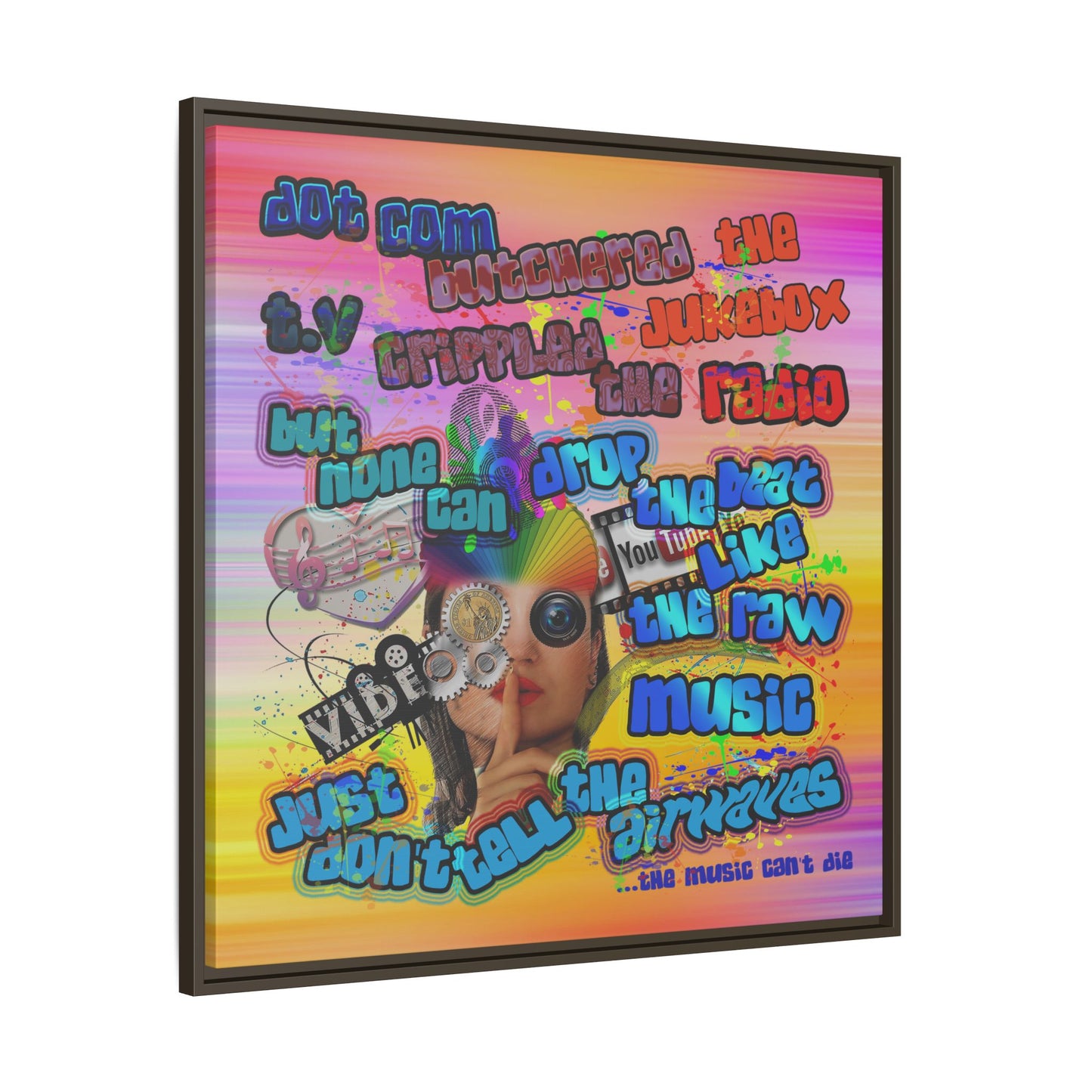 drop the beat - framed canvas art (color blur)