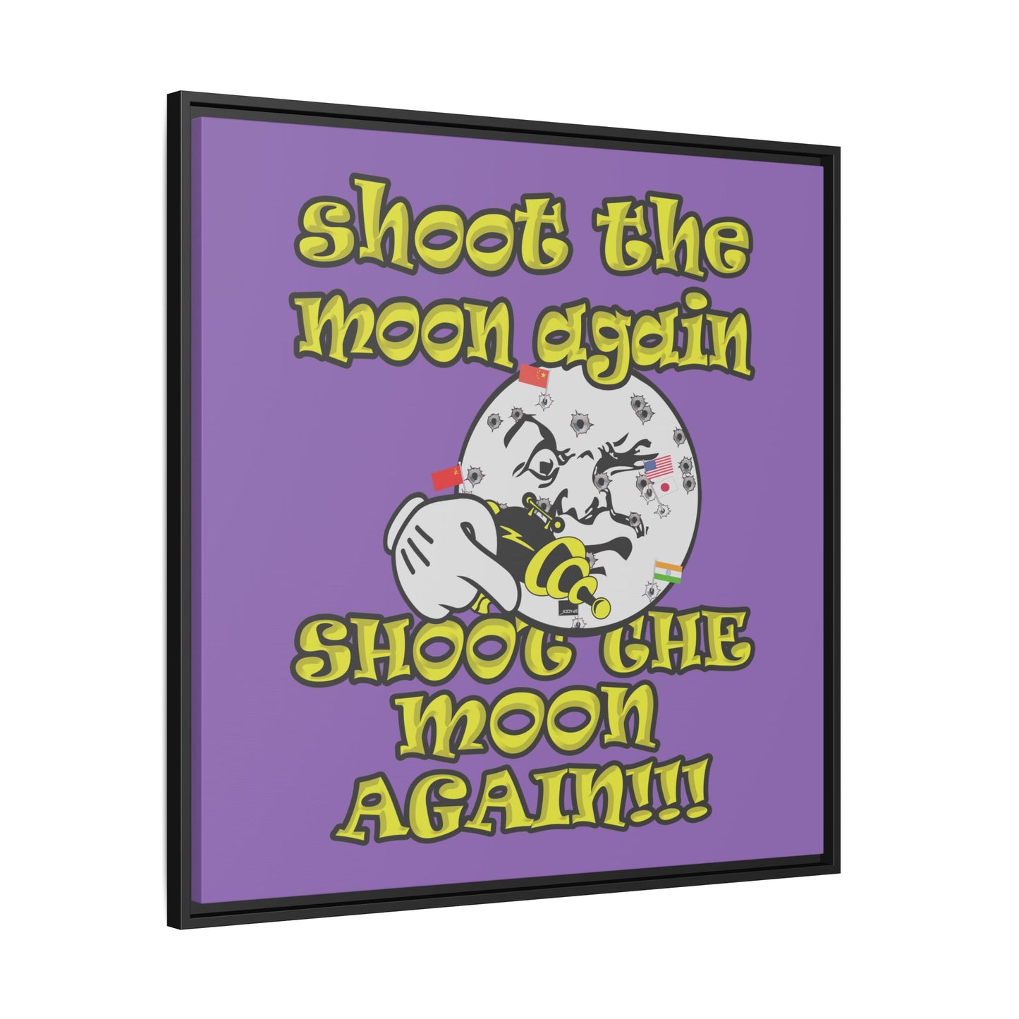 shoot the moon again - framed canvas art (light purple)