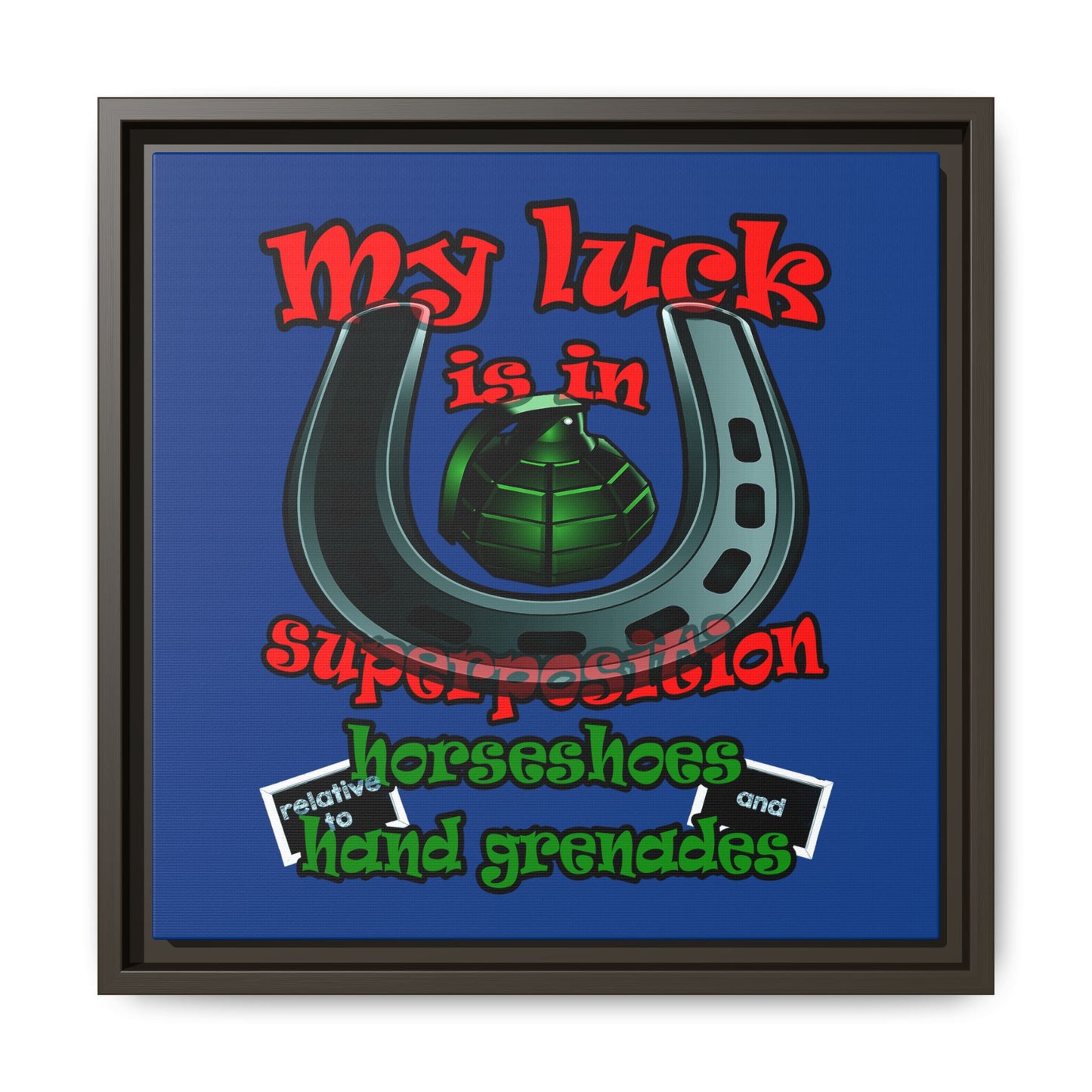 my luck - framed canvas art (dark blue)