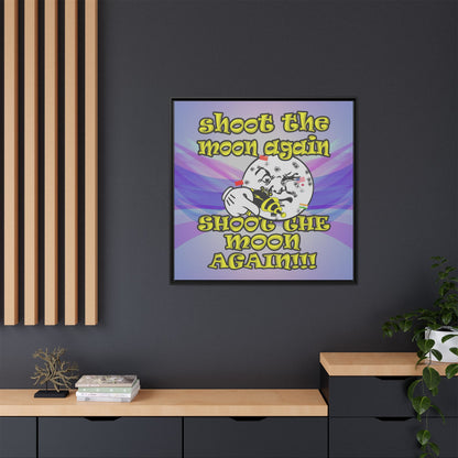 shoot the moon again - framed canvas art (light blue-pink wave)