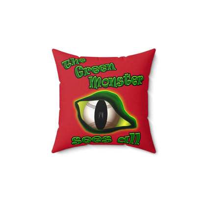 green monster - Spun Polyester Square Pillow - (dark red)