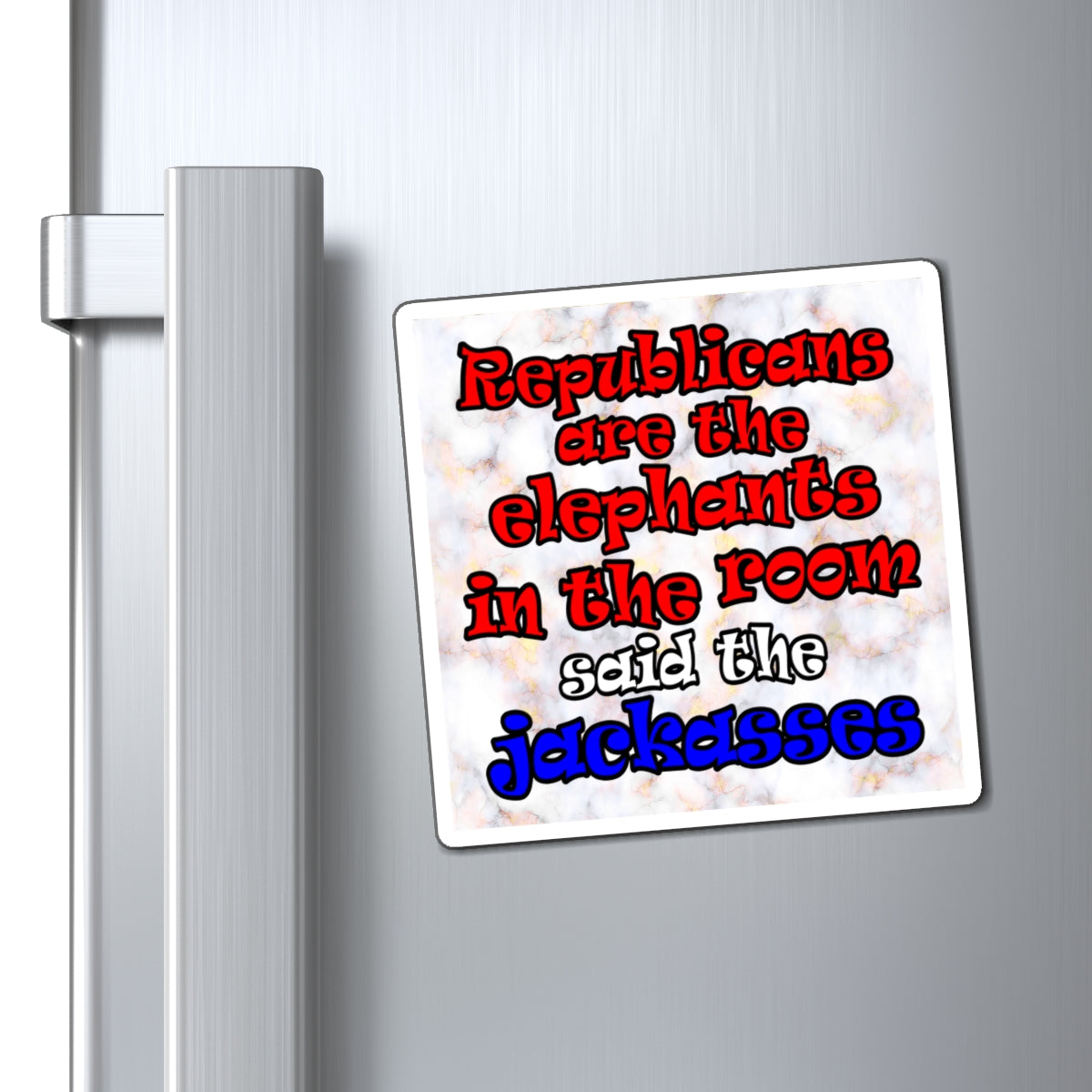 donkeys and elephants - Magnets - (white marble)