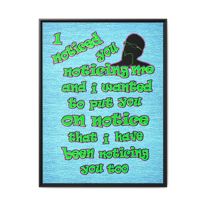 noticed you noticing - framed canvas art (faded blue)
