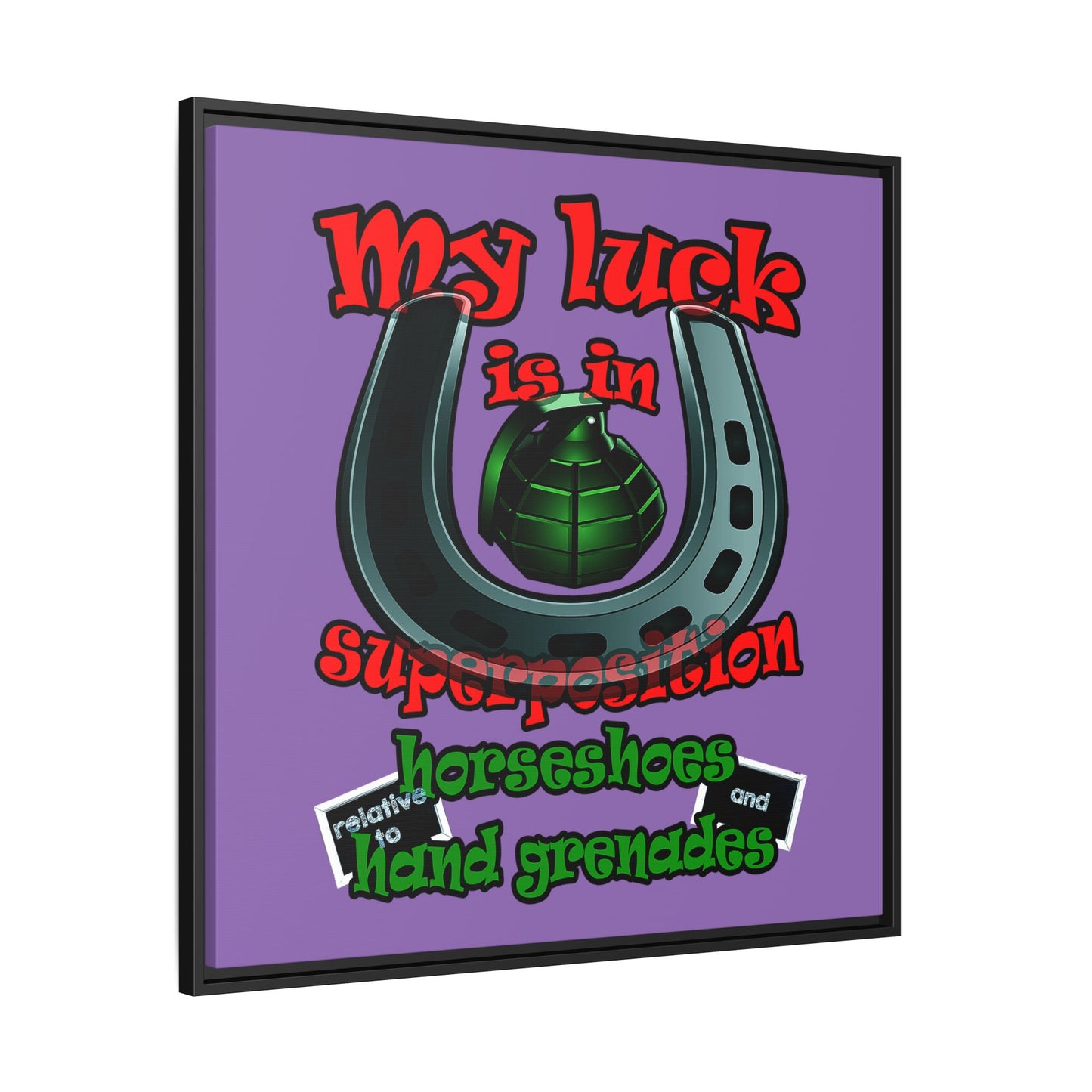 my luck - framed canvas art (light purple)