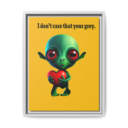 I don't care that your grey - framed canvas art (yellow)