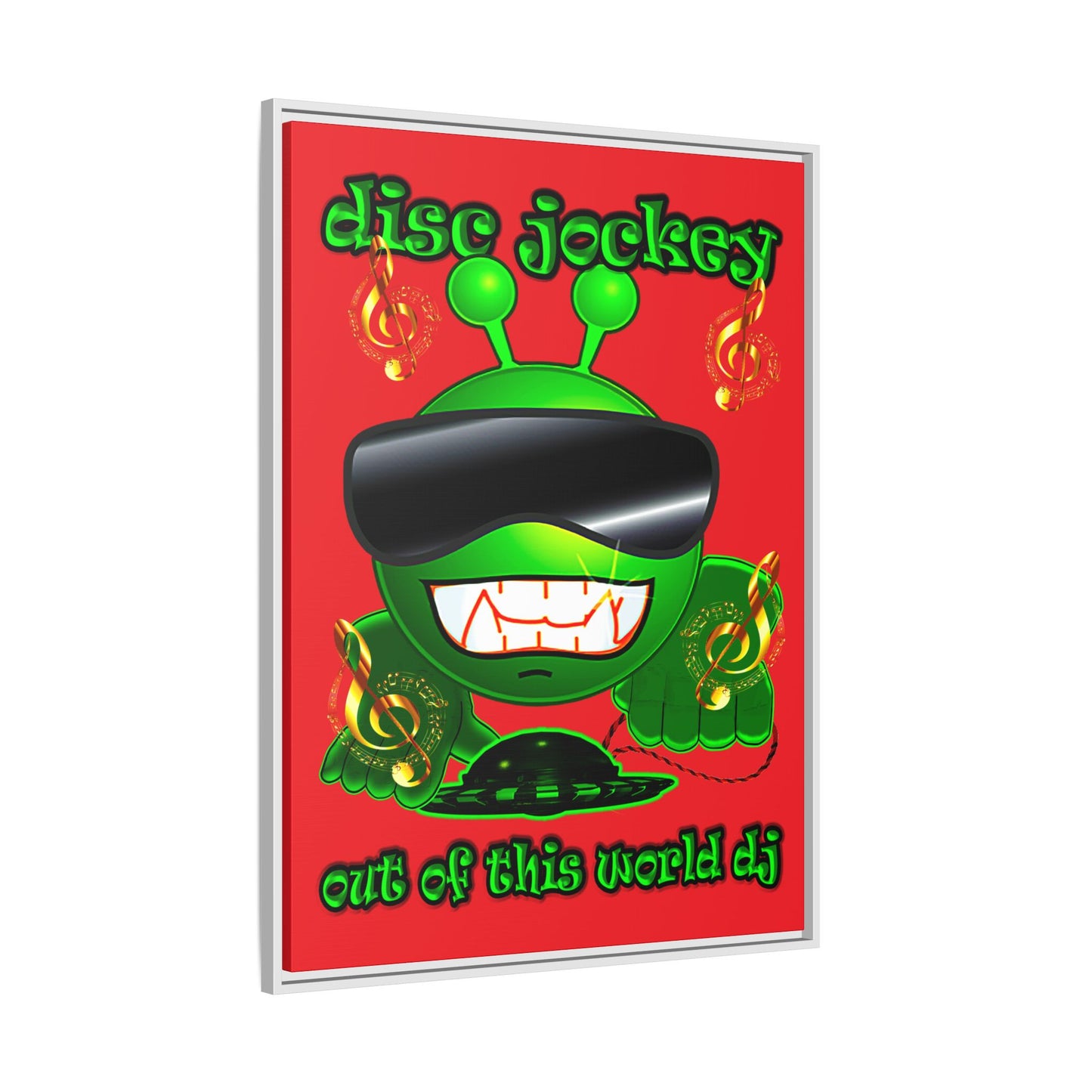 disc jockey - framed canvas art (red)