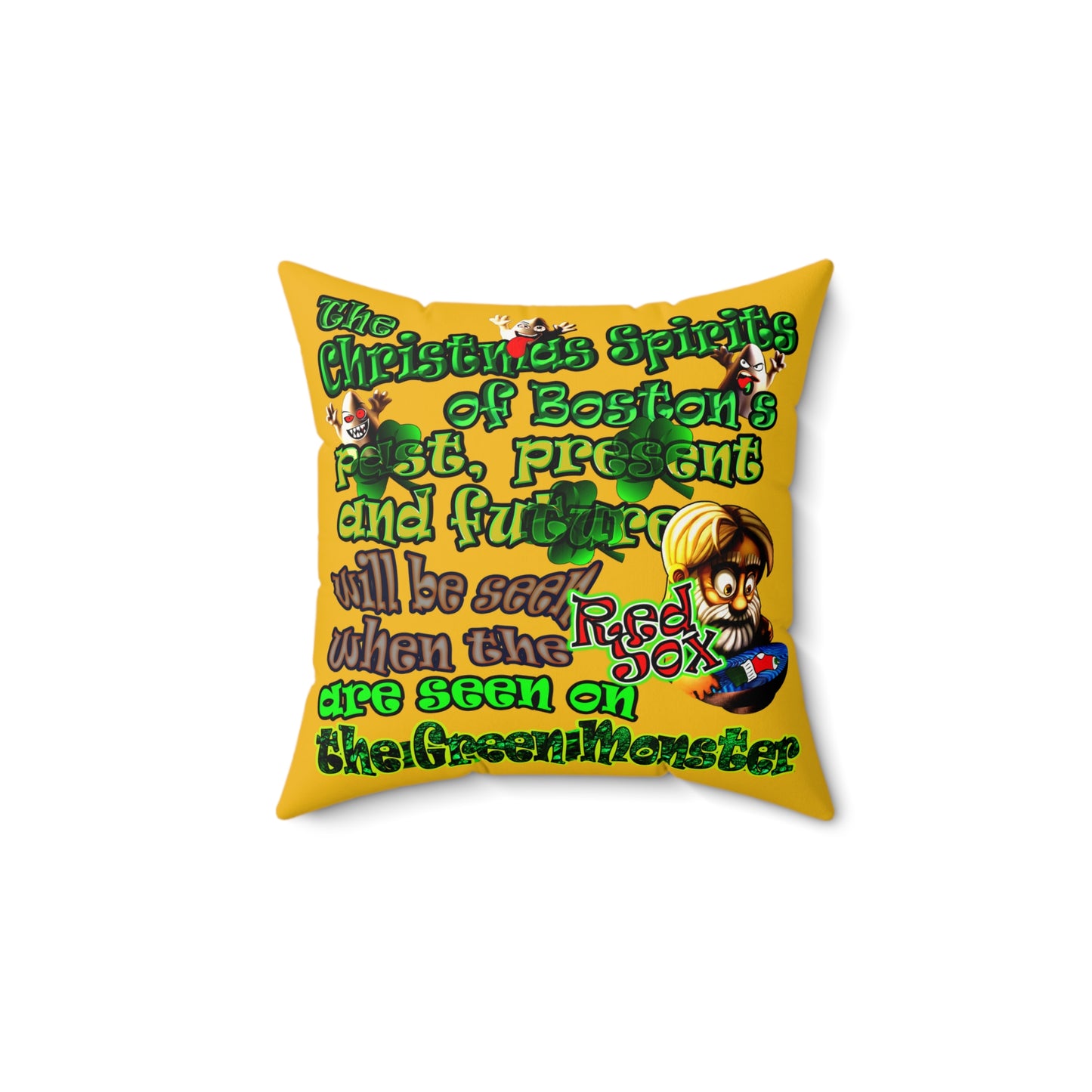 christmas spirits of boston - Faux Suede Square Pillow - (yellow)