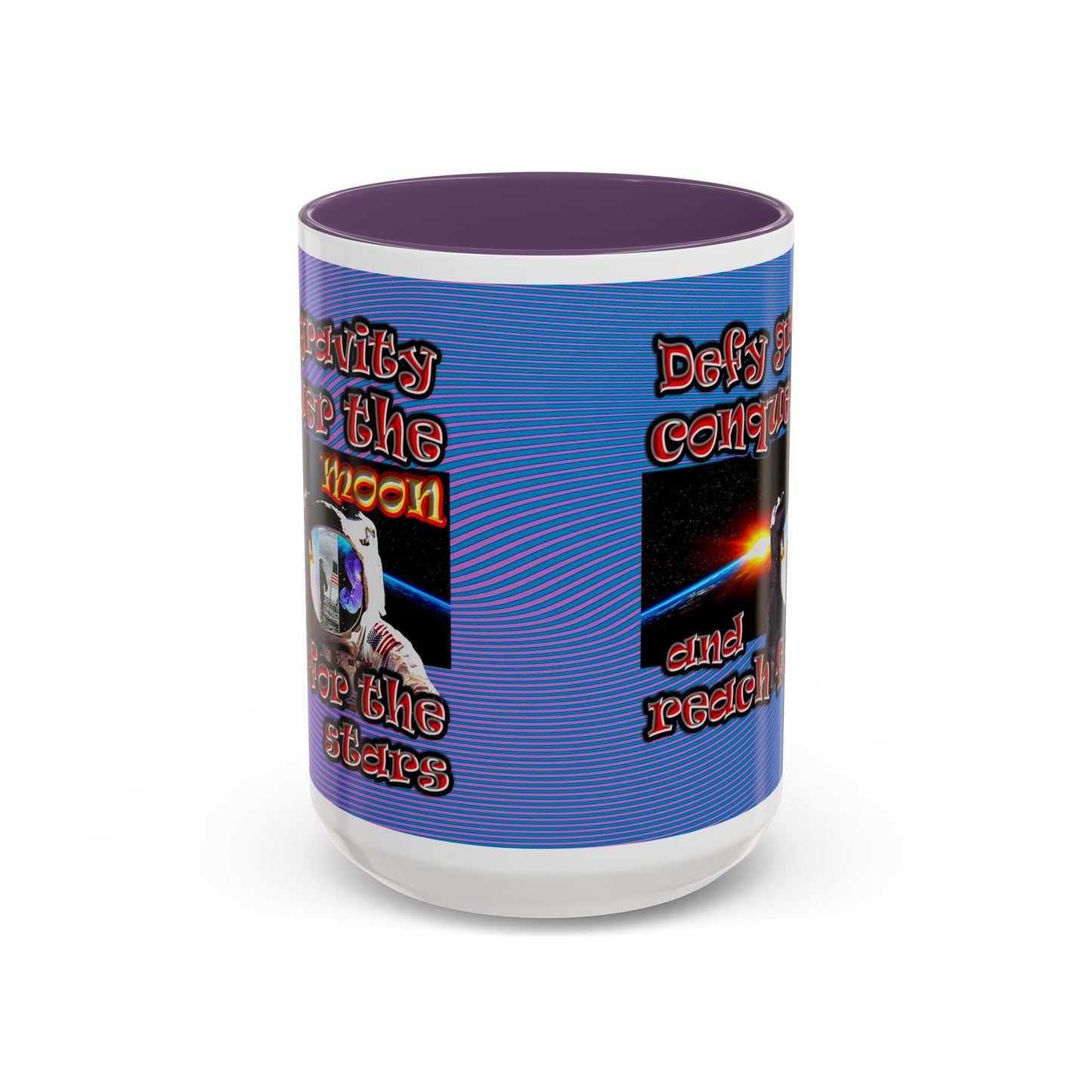 defy conquer reach - Accent Mug (light blue-purple wave)