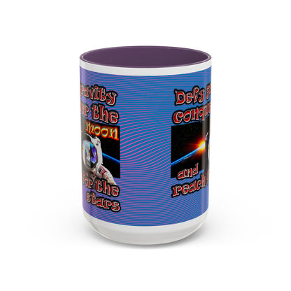 defy conquer reach - Accent Mug (light blue-purple wave)
