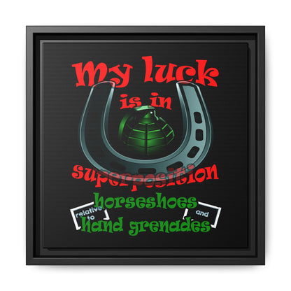 my luck - framed canvas art (black)