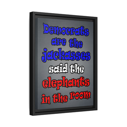 donkeys and elephants - framed canvas art (grey-light grey)