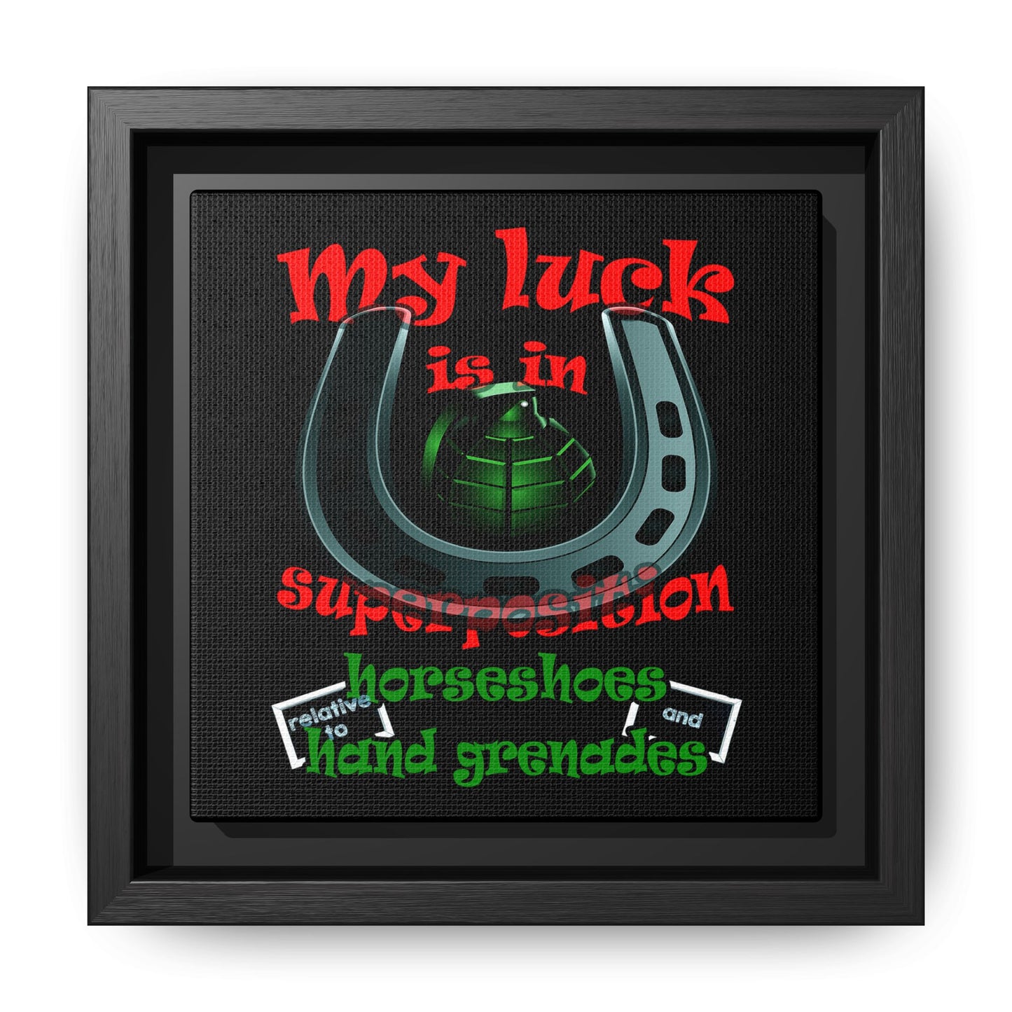 my luck - framed canvas art (black)