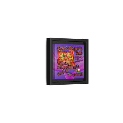 schrodinger's cat - framed canvas art (purple-pink wave)