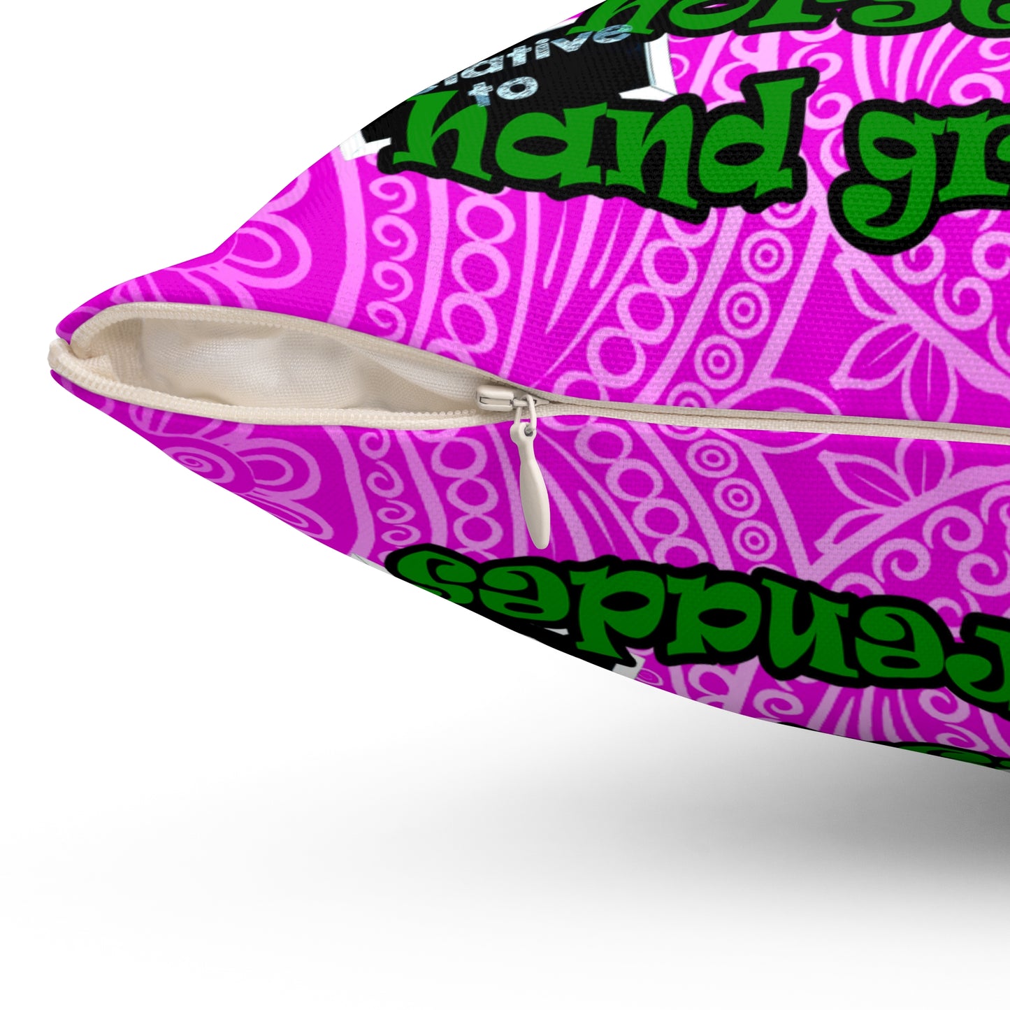 my luck - Spun Polyester Square Pillow - (pink swirl)