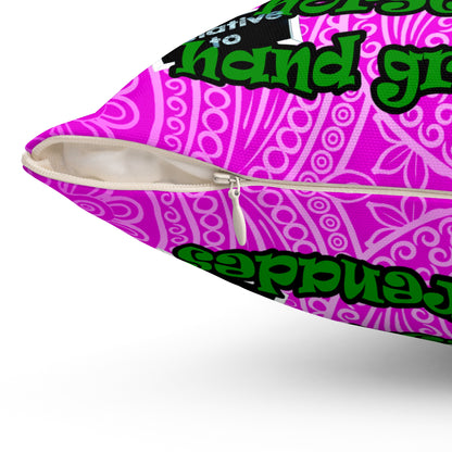 my luck - Spun Polyester Square Pillow - (pink swirl)