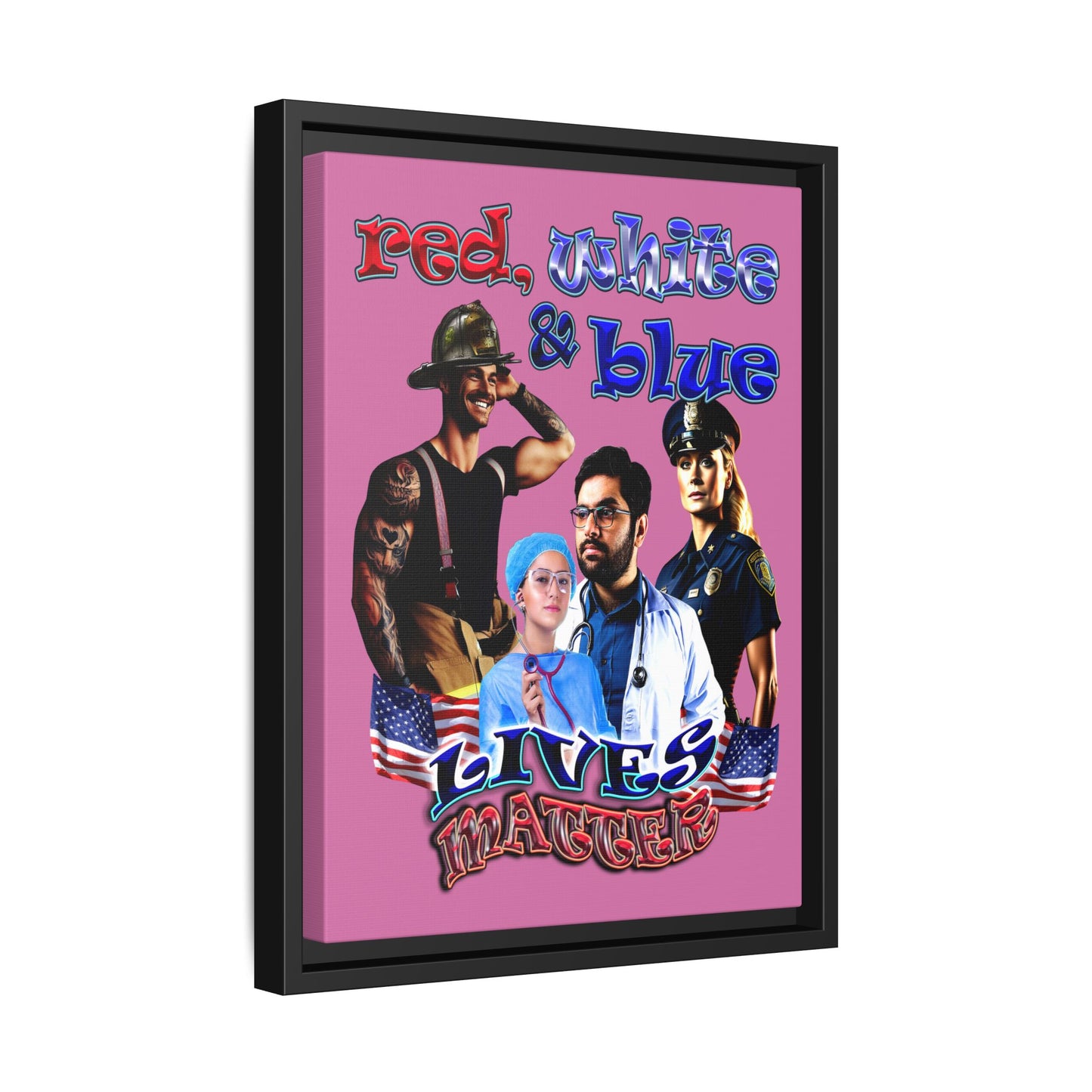 rw&b lives matter - framed canvas art (light pink)
