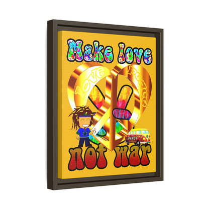 love peace - framed canvas art (yellow)