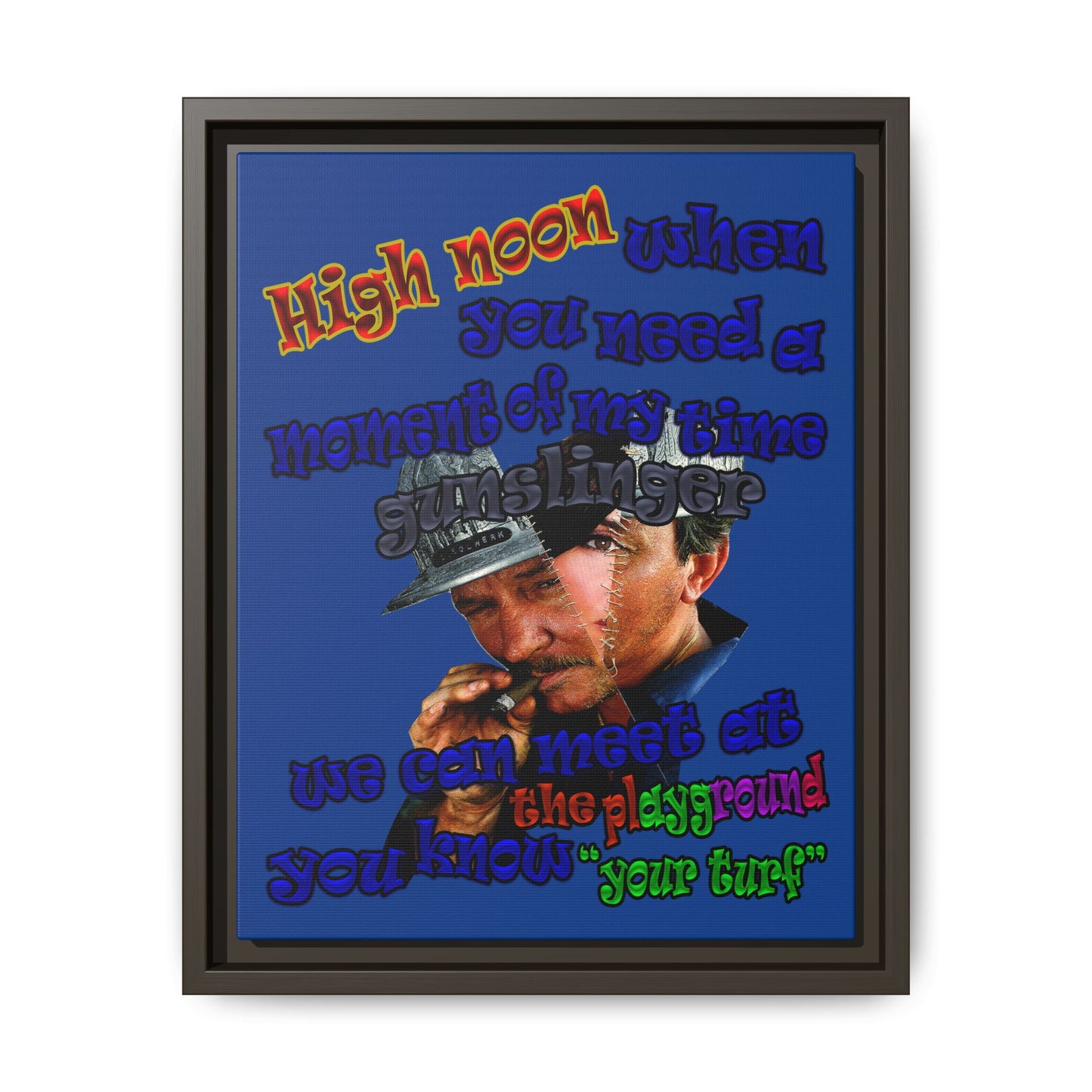 high noon - framed canvas art (dark blue)