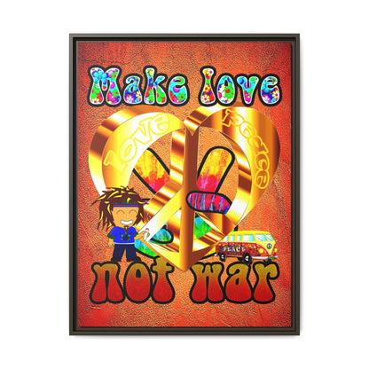 love peace - framed canvas art (burnt orange)