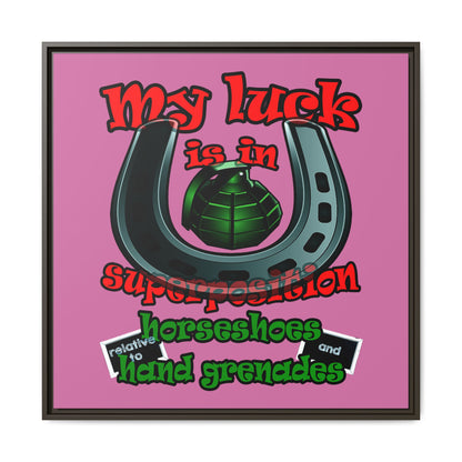 my luck - framed canvas art (light pink)