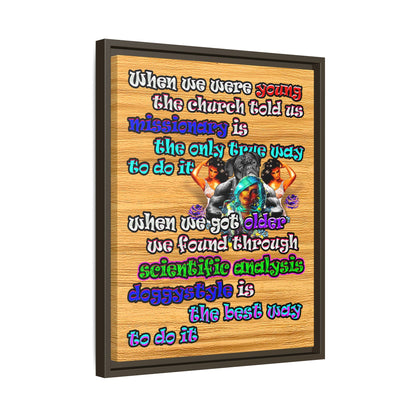 doggystyle - framed canvas art (butterscotch wood finish)