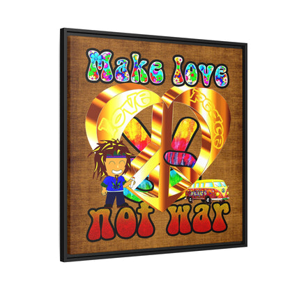 love peace - framed canvas art (brown papyrus)