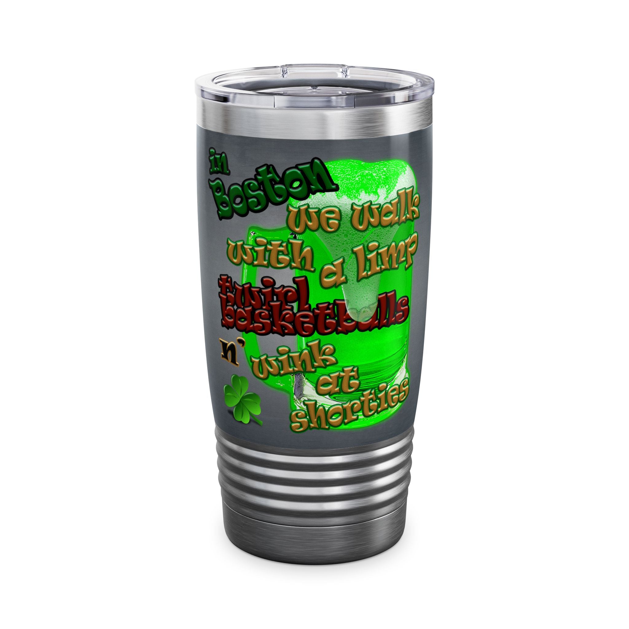 celtics logo - Ringneck Tumbler, 20oz (grey-light grey)