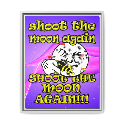 shoot the moon again - framed canvas art (purple-pink wave)