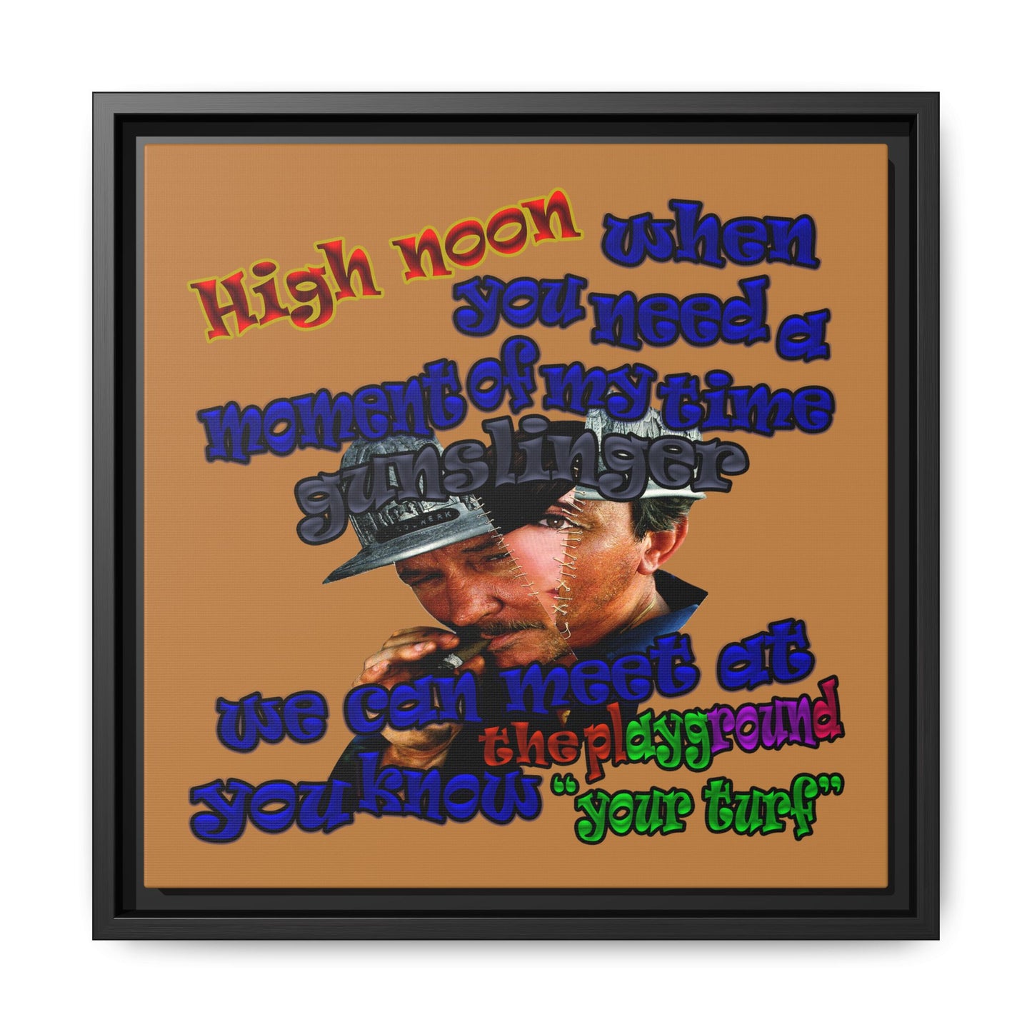 high noon - framed canvas art (light brown)