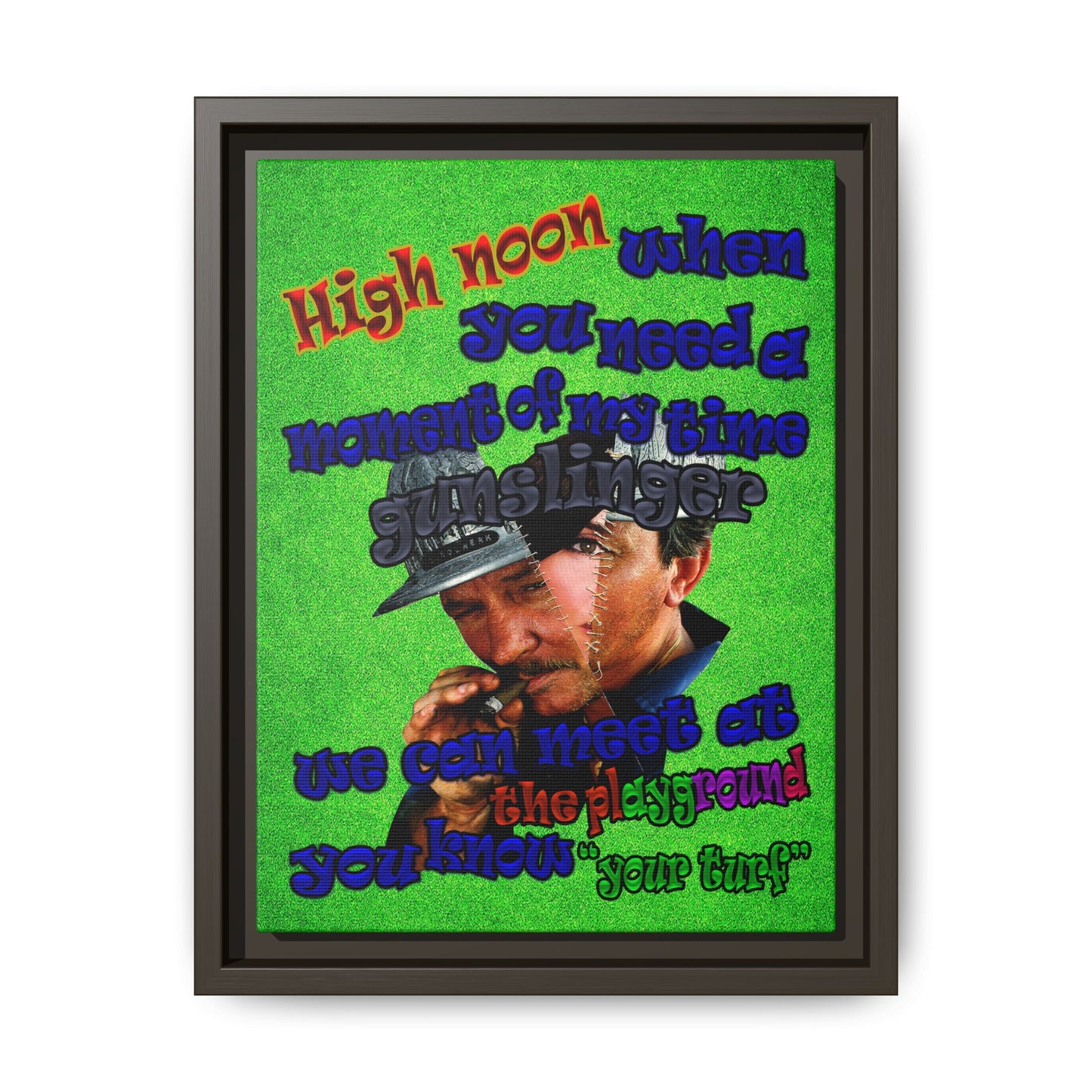 high noon - framed canvas art (green turf)