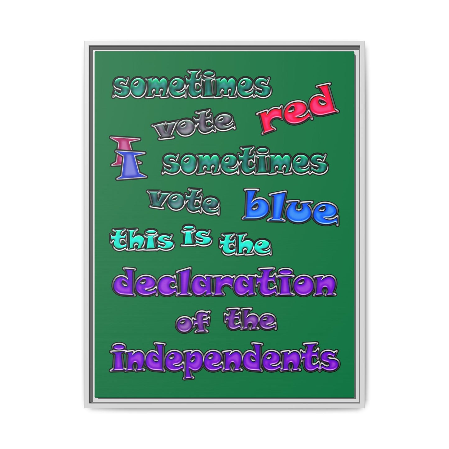declaration of the independents - framed canvas art (dark green)