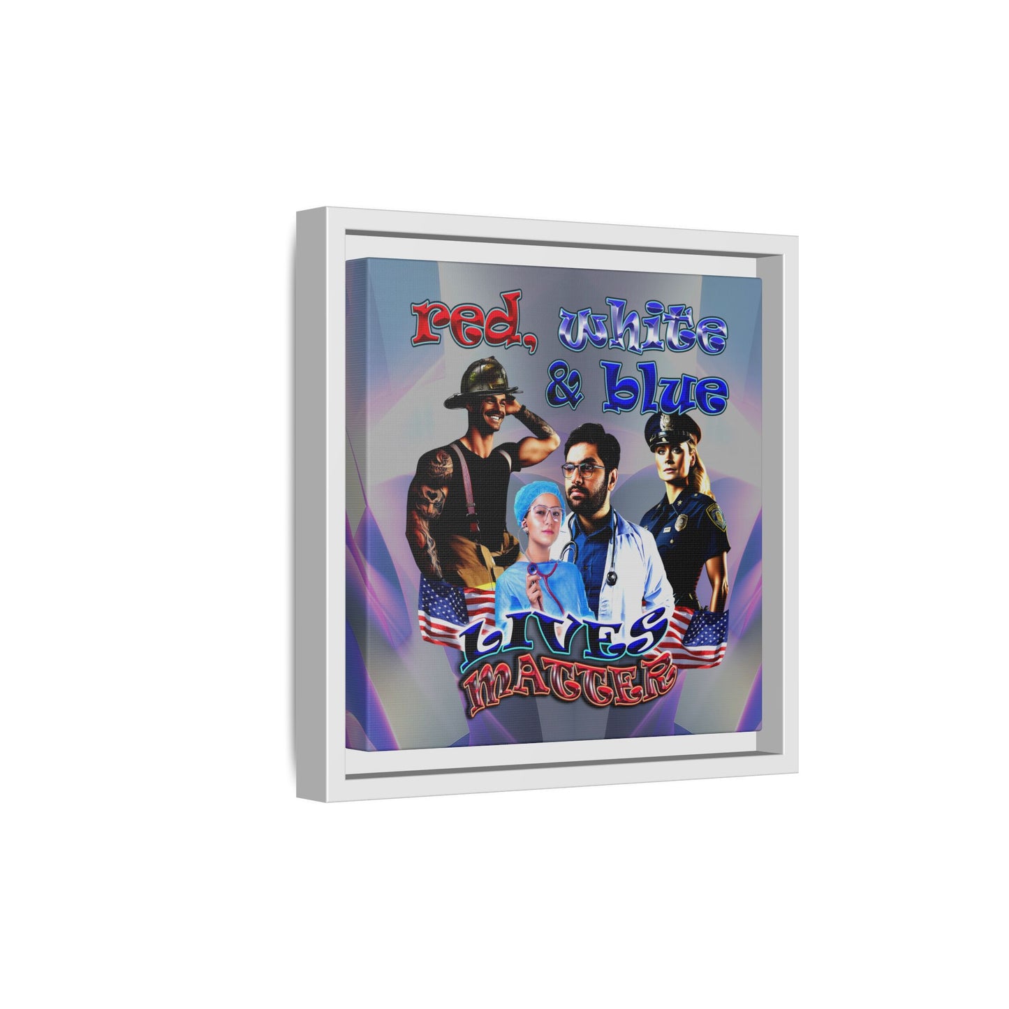 rw&b lives matter - framed canvas art (grey-pink wave)