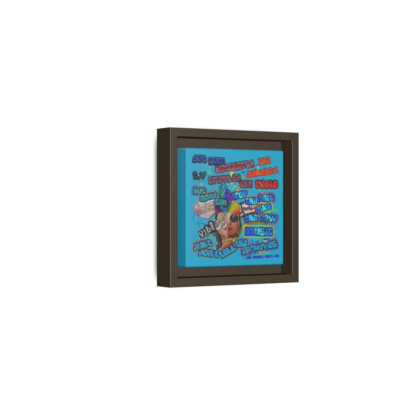 drop the beat - framed canvas art (turquoise)