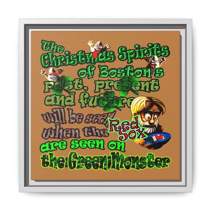 christmas spirits of boston - framed canvas art (light brown)