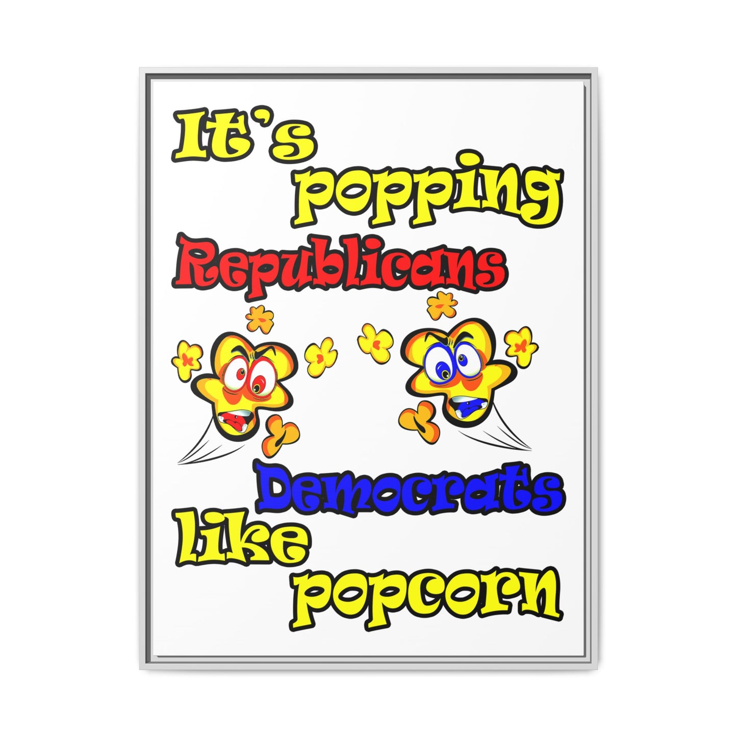 popping like popcorn - framed canvas art (white)