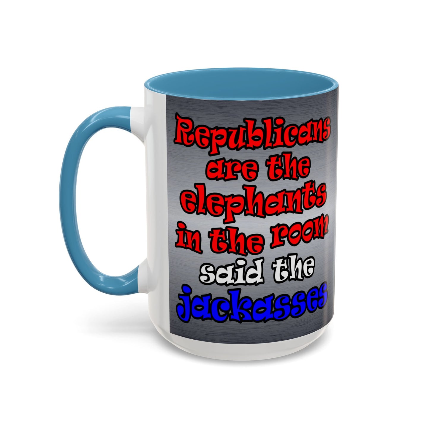 donkeys and elephants - Accent Mug (brushed nickel)