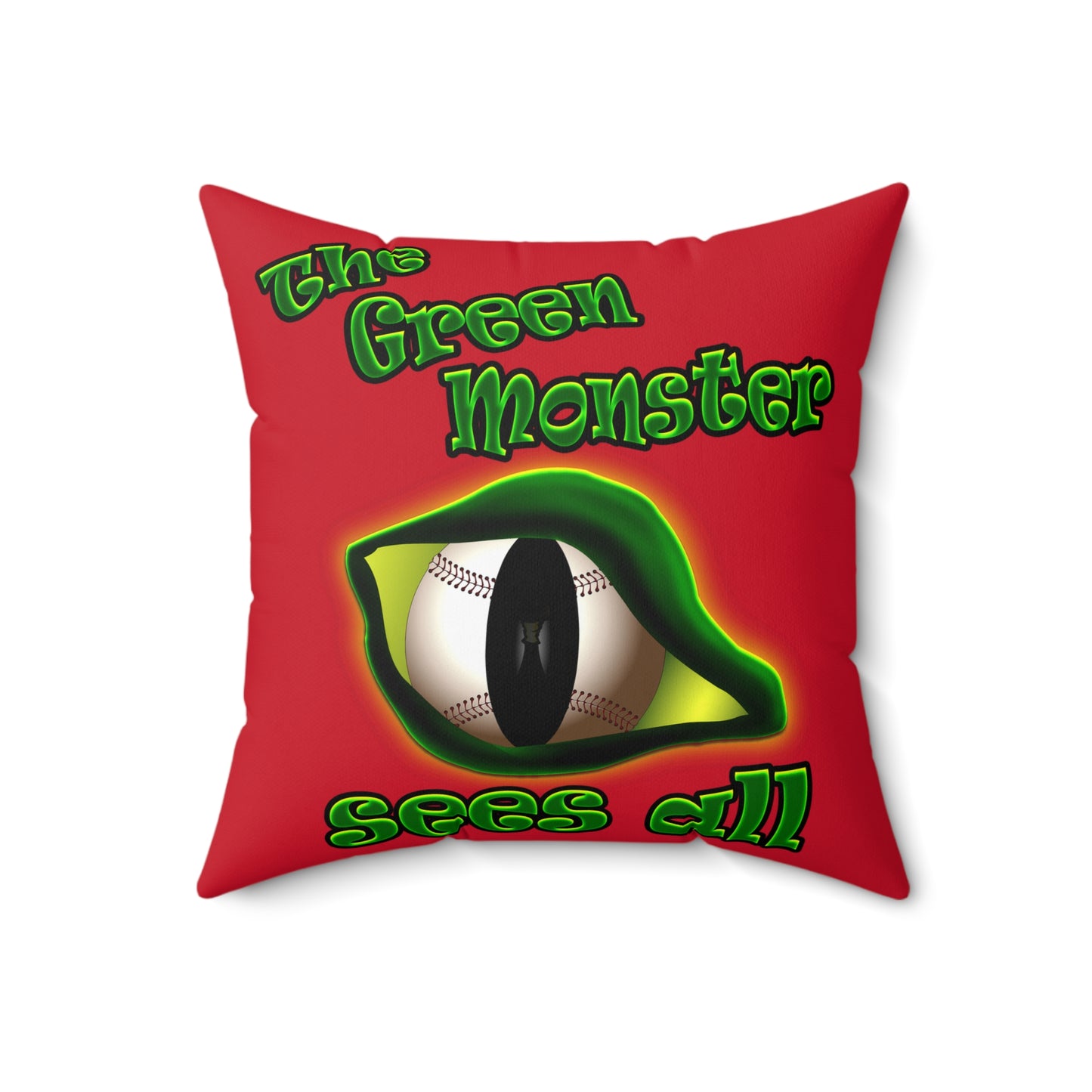 green monster - Spun Polyester Square Pillow - (dark red)