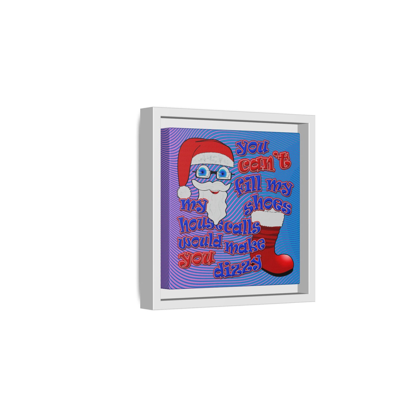 santa's shoes - framed canvas art (light blue-purple wave)