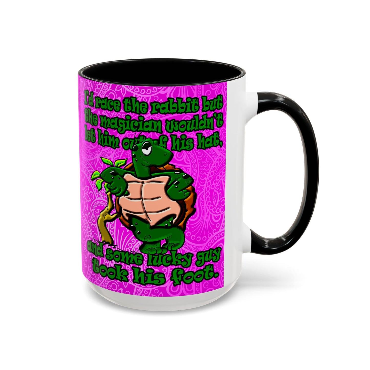 turtle race - Accent Mug (pink swirl)