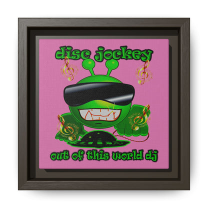 disc jockey - framed canvas art (light pink)