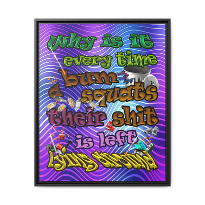 the bum's shit - framed canvas art (purple wave)