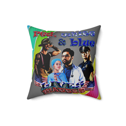 rw&b lives matter - Spun Polyester Square Pillow - (rainbow split)