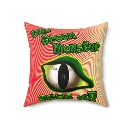 green monster - Faux Suede Square Pillow - (yellow-orange wave)