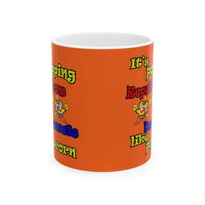 popping like popcorn - White Mug (orange)
