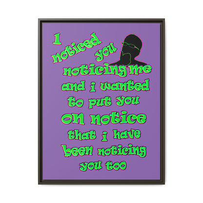 noticed you noticing - framed canvas art (light purple)