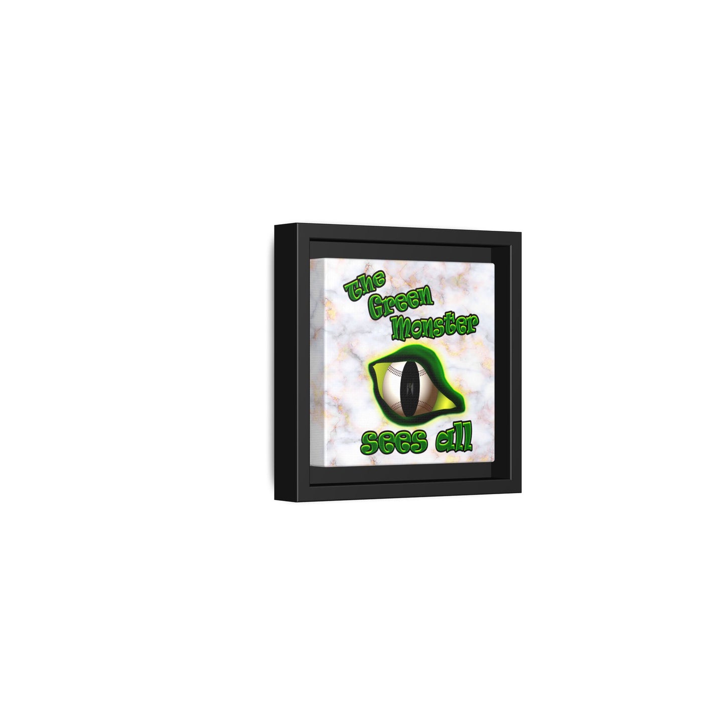 green monster - framed canvas art (white marble)