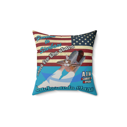 shoot for the stars - Faux Suede Square Pillow - (turquoise)